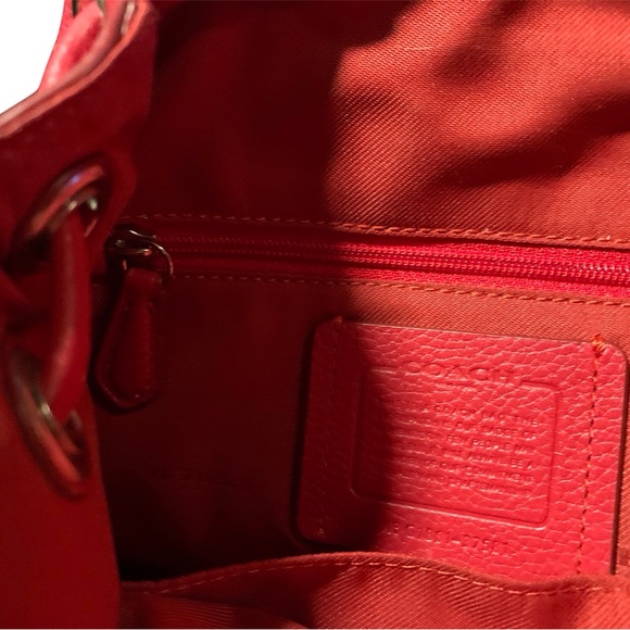 Coach red leather mini drawstring back pack - Picture 8 of 11